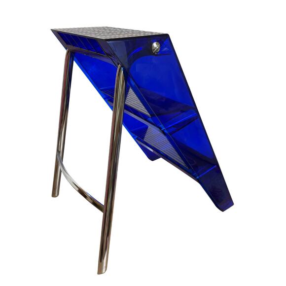Kartell Upper Step Ladder Cobalt Blue Alberto Meda Design Chrome Legs - Picture 2 of 6